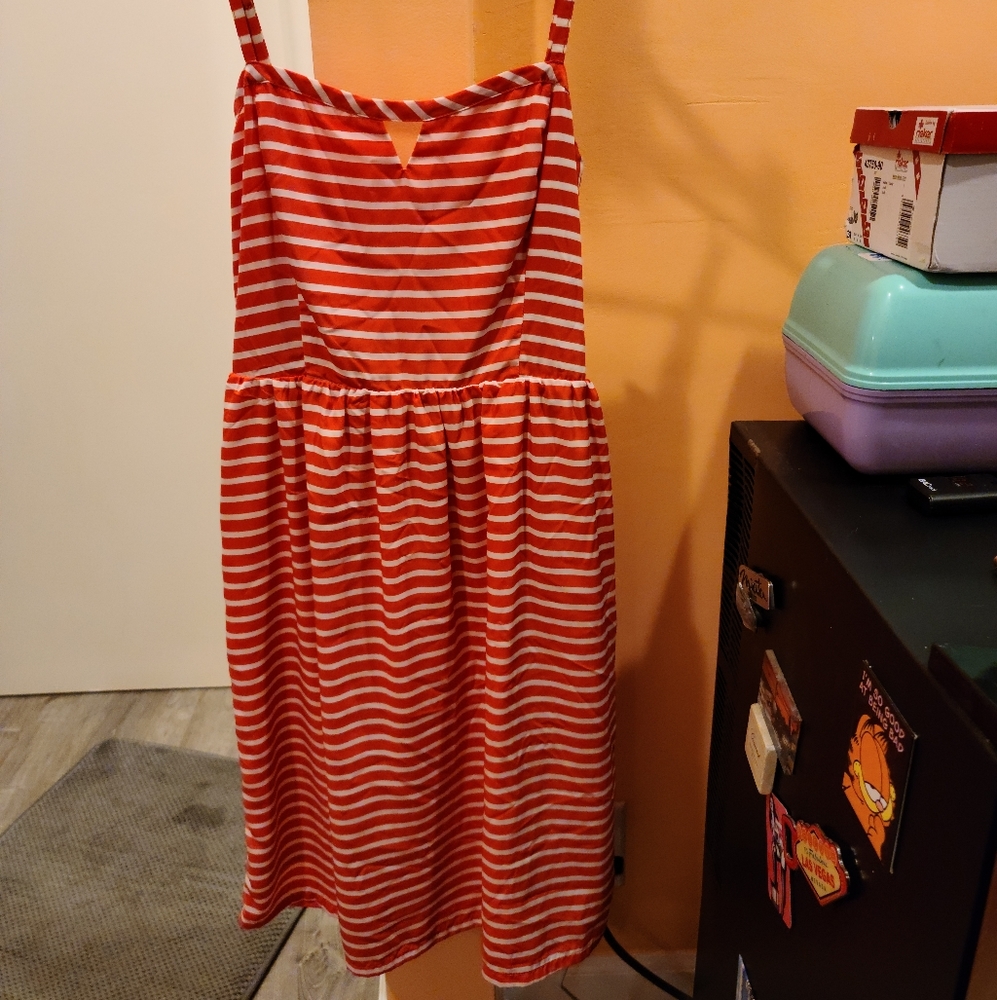 Old Navy Orange and White Striped Dress